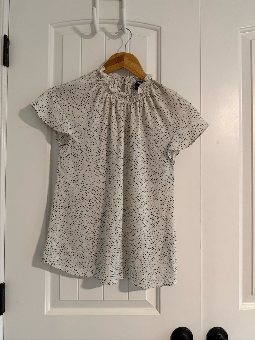 Express Cream Blouse with Black Dot Pattern